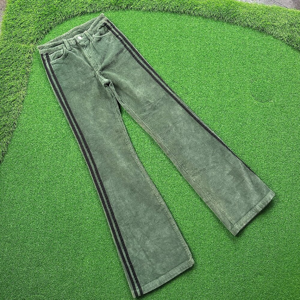 Joe's Jeans The Molly High Waist Flare Corduroy Striped Green Pants - 4 - Picture 6 of 7